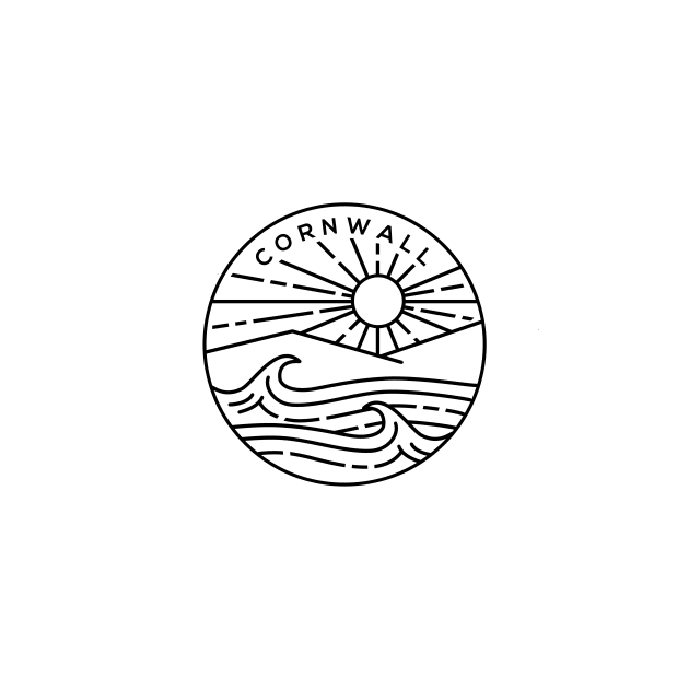 Cornwall Beach, South England Emblem - White by typelab