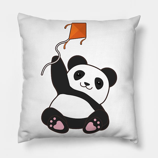 Panda with Kite Pillow by Markus Schnabel