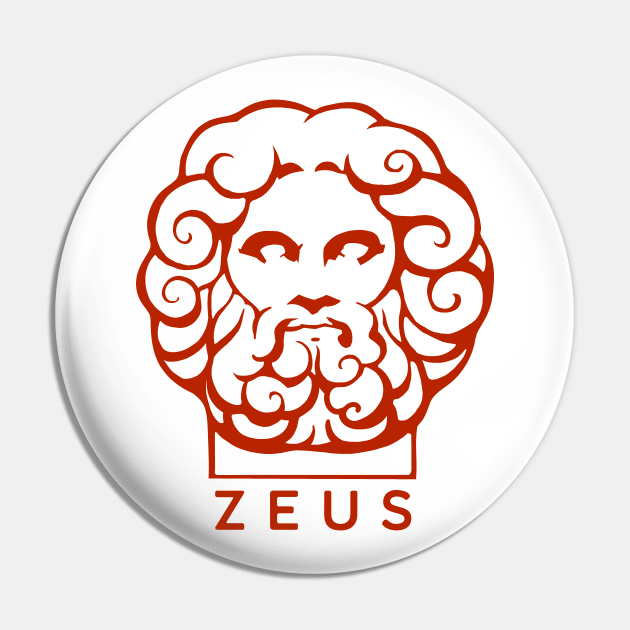 Zeus, Ancient Greece mythology, Stylized head with red ink Pin by croquis design