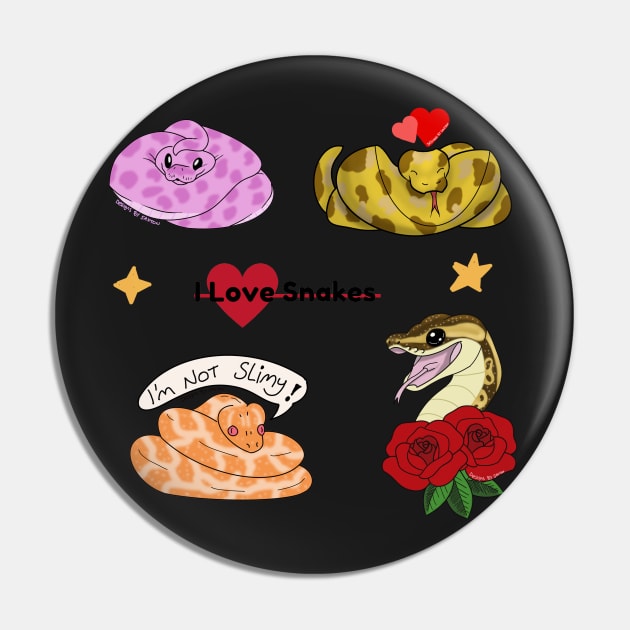 I Love Snakes Sticker Pack Pin by DesignsBySaxton