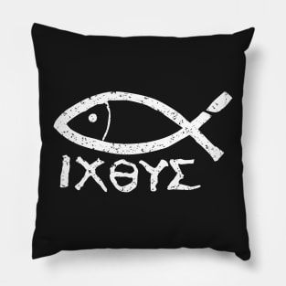 Ichthys Jesus Christ Son of God Savior Fish Symbol Pillow