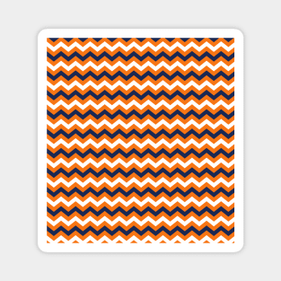 Orange Navy Blue and White Chevron Zigzag Pattern Magnet