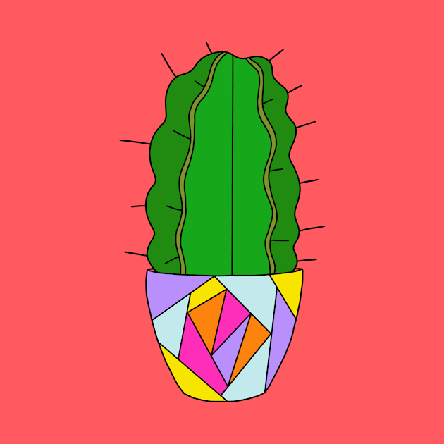 Cute Cactus Design #110: Armatocereus Cactus In A Neon Pot by DreamCactus