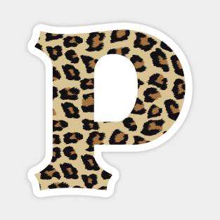 Letter P Leopard Cheetah Monogram Initial Magnet