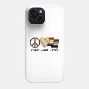 Peace, Love, and Pride design in Gay Bear pride flag colors Phone Case