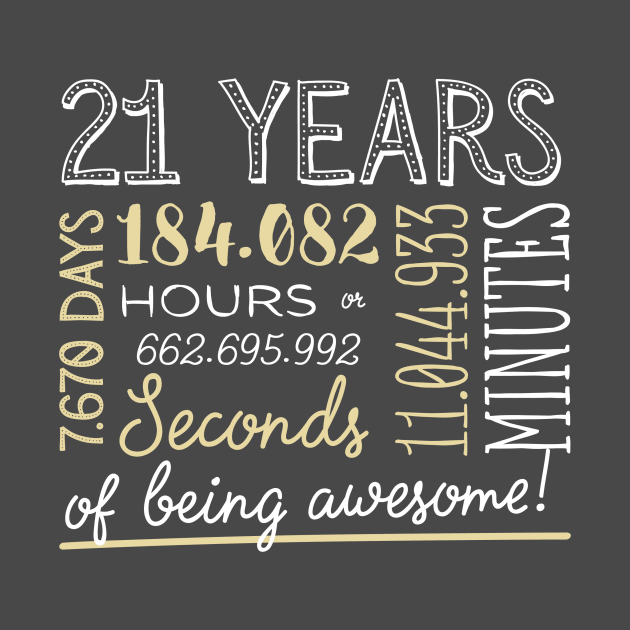 21st Birthday Gifts - 21 Years of being Awesome in Hours & Seconds by BetterManufaktur