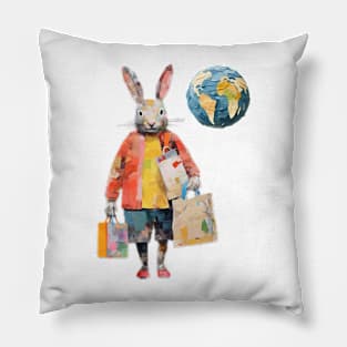 Shopping Rabbit Pillow