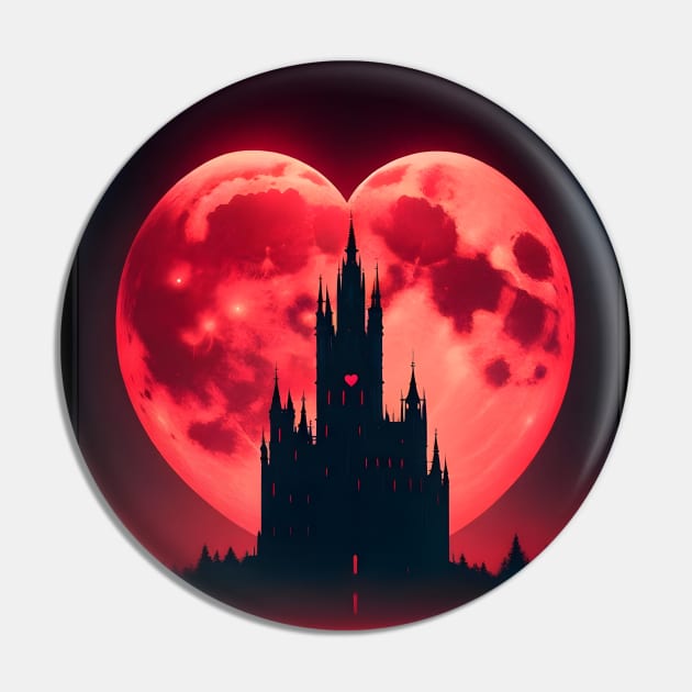 Blood red heart Moon Gothic Valentine Pin by OddHouse