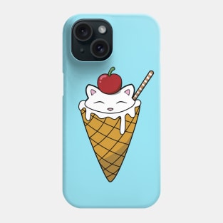 Adorable cat in ice cream cone with a cherry on top Phone Case