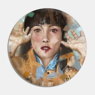 Contemporary Painting of a Beautiful Woman in a Chaotic Atmosphere Pin