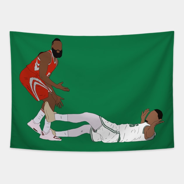 Marcus Smart Draws The Charge Tapestry by rattraptees