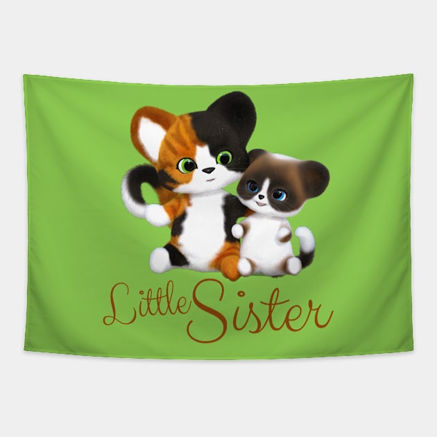 Little Sister Kitty Cat Tapestry by AlondraHanley