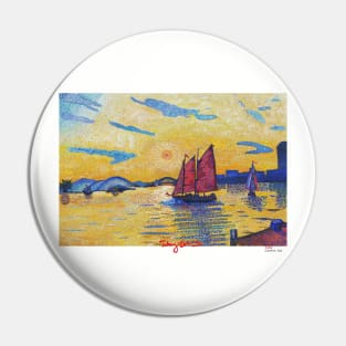 New York Sunset with sail boat Pin