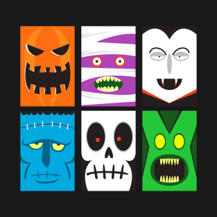 Cute Halloween Horror Faces T-Shirt