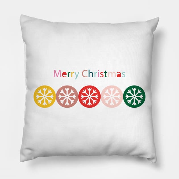 Colorful Christmas snowflakes Pillow by sugarcloudlb-studio