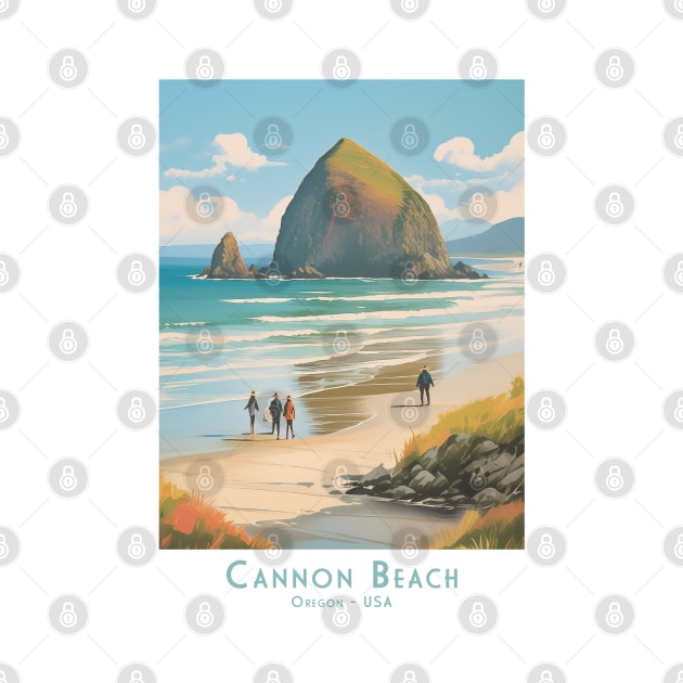 Vintage Retro Cannon Beach Oregon Artwork by POD24