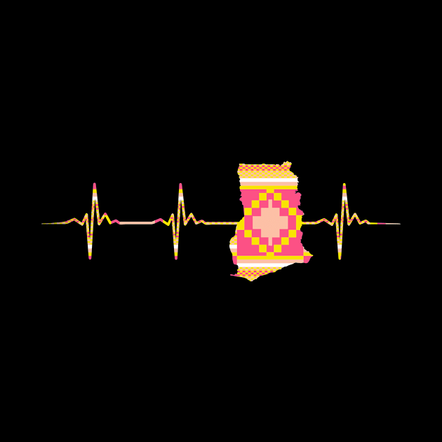 Ghana Map, Kente Pattern, Heartbeat, Love Africa by kentevibes