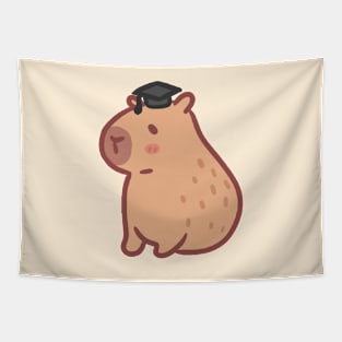 cute capybara wearing a graduation cap Tapestry