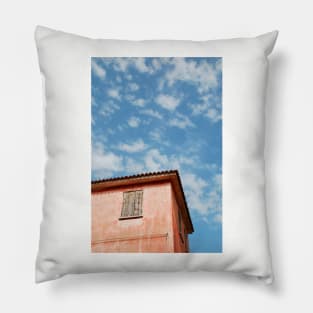 Red Corner Building in Caorle Pillow