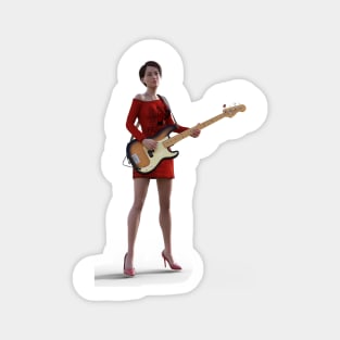 Girl playing the bass Magnet