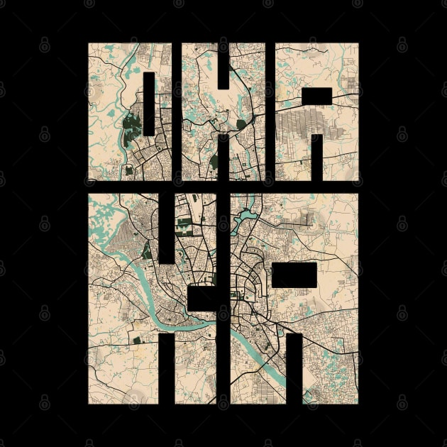 Dhaka, China City Map Typography - Vintage by deMAP Studio