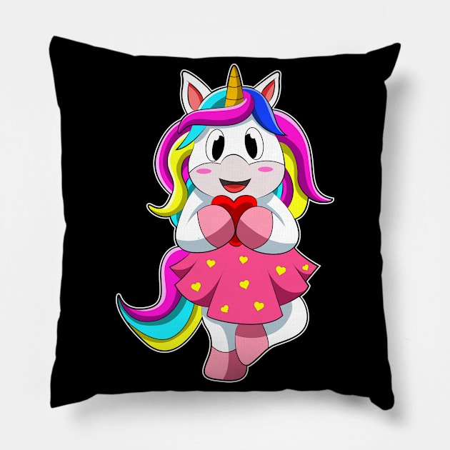 Unicorn with Heart Pillow by Markus Schnabel