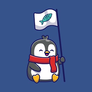 Cute penguin with fish flag T-Shirt