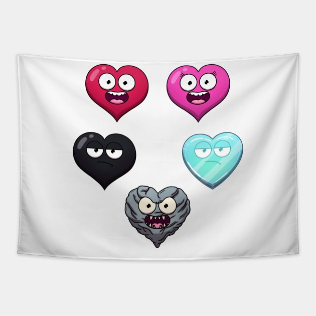 Types Of Hearts Tapestry by TheMaskedTooner