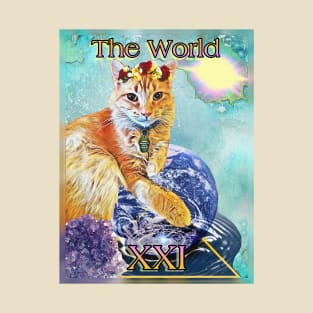 The World Tarot Card From Hazard Cats Tarot T-Shirt