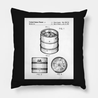 Beer Keg Patent - Beer Lover Craft Ale Art - White Pillow