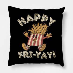 Happy Fri Yay! Retro french fries Happy Fri-yay Friday Weekend Teacher Appreciation Pillow