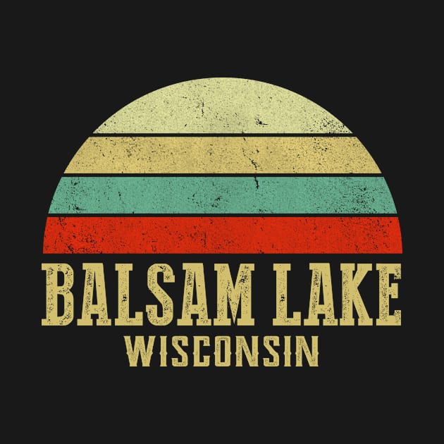 Balsam Lake Wisconsin Vintage Retro Sunset by Curry G