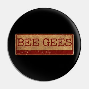 Aliska text red gold retro Bee Gees Pin