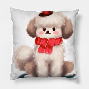 Cute Poodle Drawing Pillow