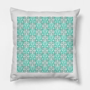 Portuguese turquoise blue tile pattern Pillow