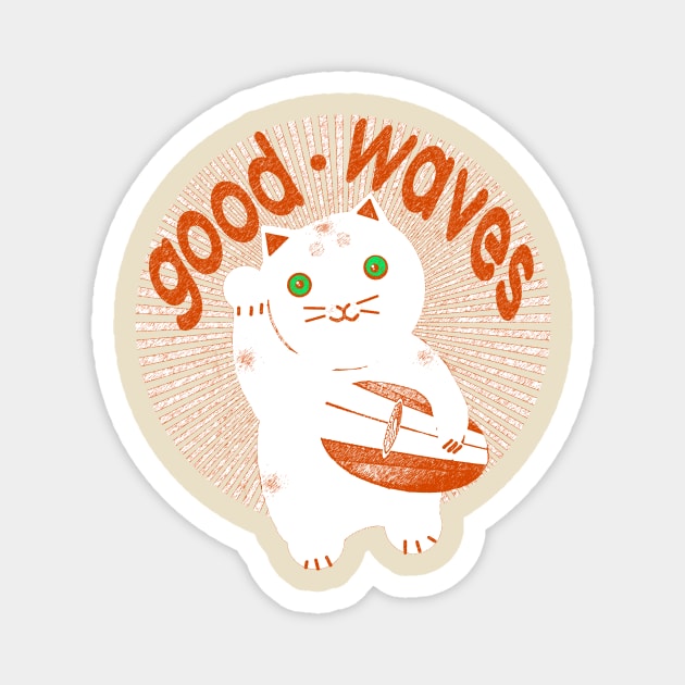 good waves cat print Magnet by hardcore repertoire