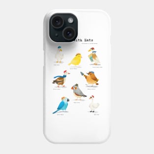 Birds with Hats - Text in Black Phone Case