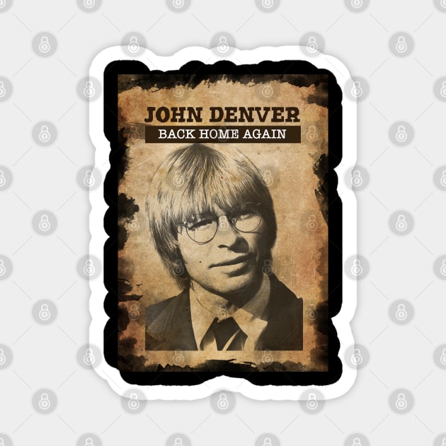 Vintage Old Paper 80s Style John Denver Magnet by Madesu Art