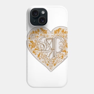 Elegant Golden Floral Heart Illustration No. 672 Phone Case