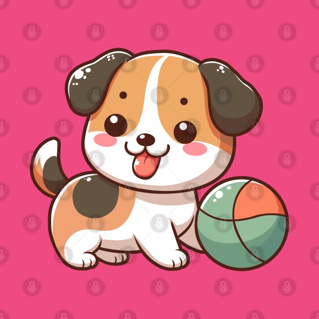 Cute Puppy Playing Ball by Arief Uchiha