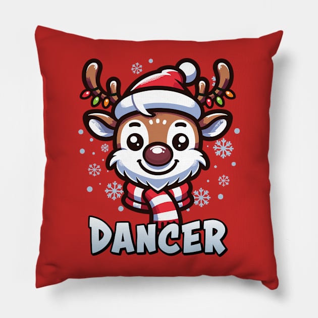 Santa’s Reindeer Dancer Xmas Group Costume Pillow by Graphic Duster