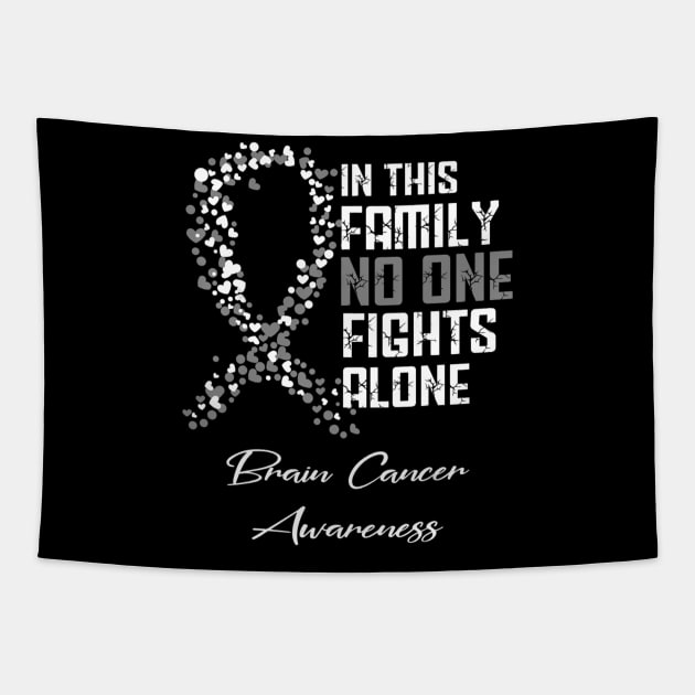 In This Family No One Fights Alone T Shirt Brain Cancer Tapestry by Antoniusvermeu