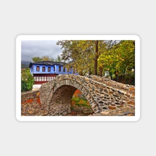 Stone arched bridge, indigo house Magnet