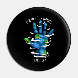 Hand Planet With Clouds It's In Your Hands For Earth Day Pin