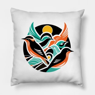 Birds MCM Mid Century Pillow