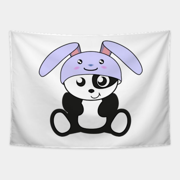 Panda, sweet panda in rabbit costume Tapestry by IDesign23