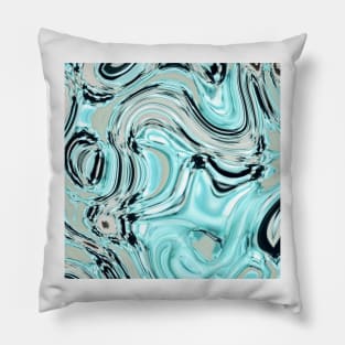 abstract marble pattern turquoise aqua blue swirls Pillow