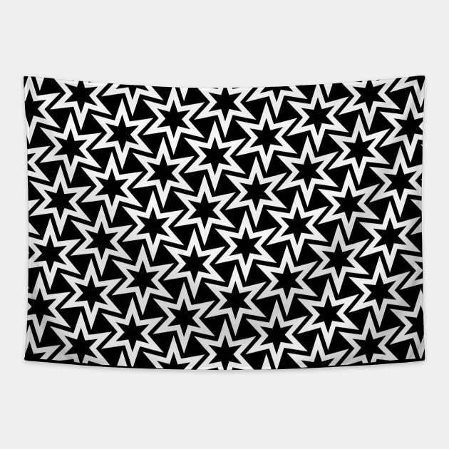 Black and white star pattern. Tapestry by TMBTM