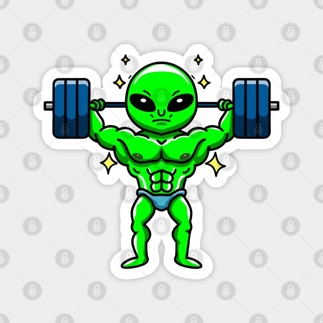 Alien bodybuilder in the gym Magnet by KENG 51