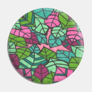 Tropical Leaves in Pink and Green Pin